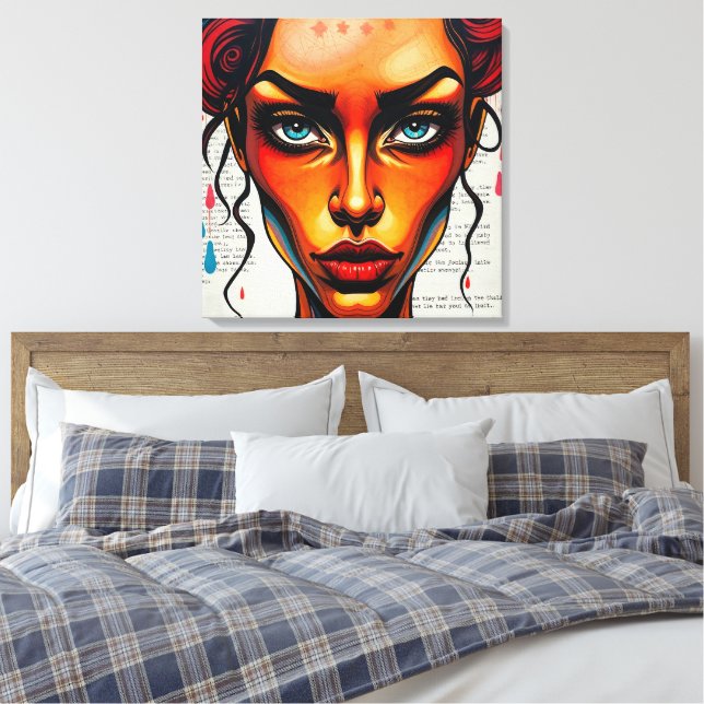 Kreative Illustration einer rothaarigen Frau Canvastryck (Insitu (sovrum))