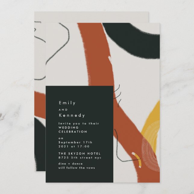 Kreativet Bröllop i den moderna konsthandeln Inbjudningar (Fram/baksida)