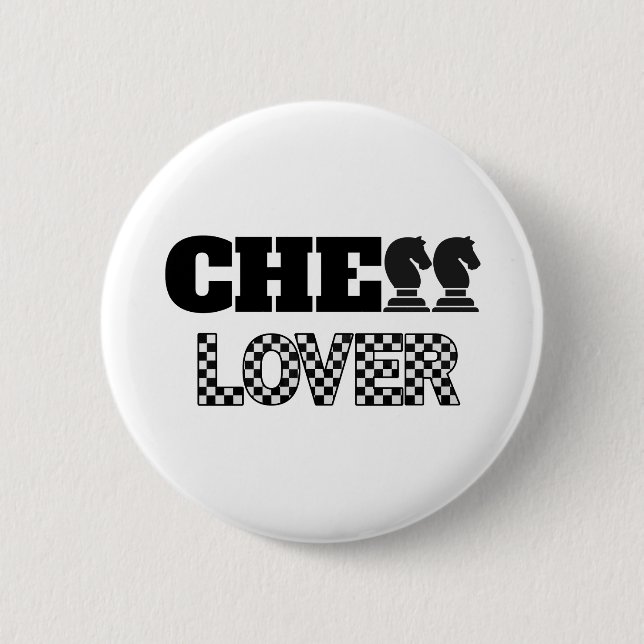 Kreativet Chess Älskare Black Knight - unikt spel Knapp (Framsida)