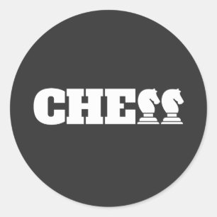 Kreativet Chess Ord White Knight - Unik strategi Runt Klistermärke