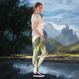 Kreativet Flow Abstrakt Art. Grönt Leggings