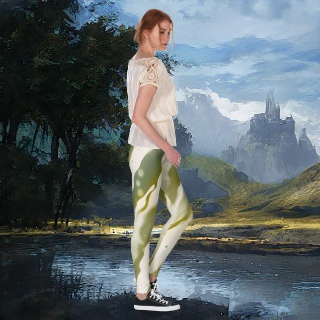 Kreativet Flow Abstrakt Art. Grönt Leggings (Skapare uppladdad)