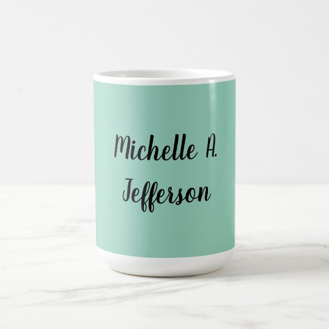 Kreativet Light Teal Handskrift Trendig Namn Kaffemugg (Center)