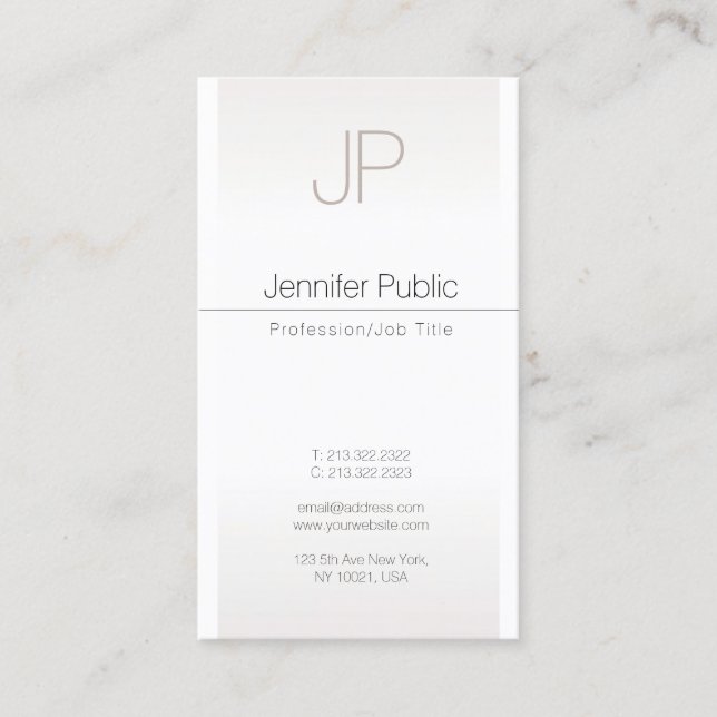 Kreativet Monogram Plain i Trendiget Luxury Faux S Visitkort (Framsida)