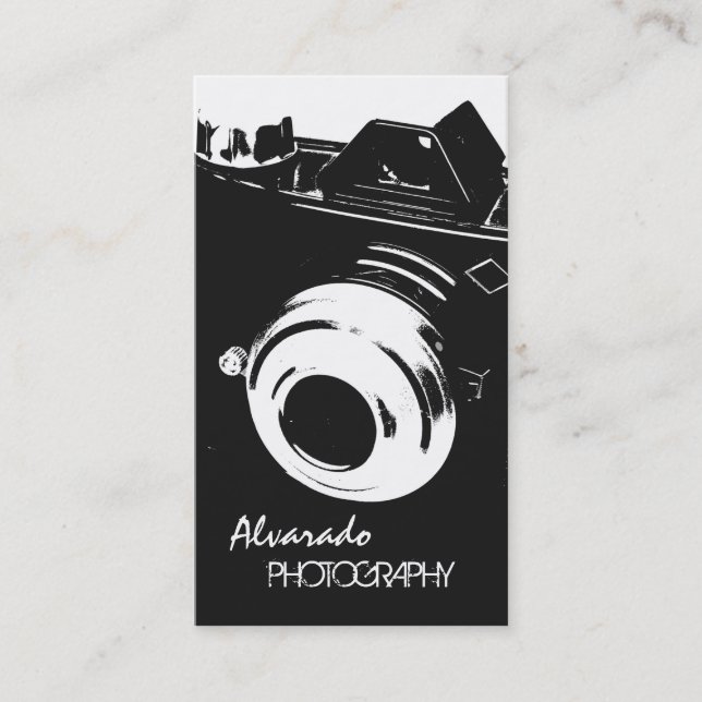 Kreativet Retro Black White-kamera för fotoskrivar Visitkort (Framsida)