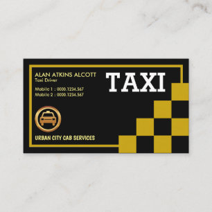 Kreativet Retro Taxi, för Gult Checkes-rutor Visitkort