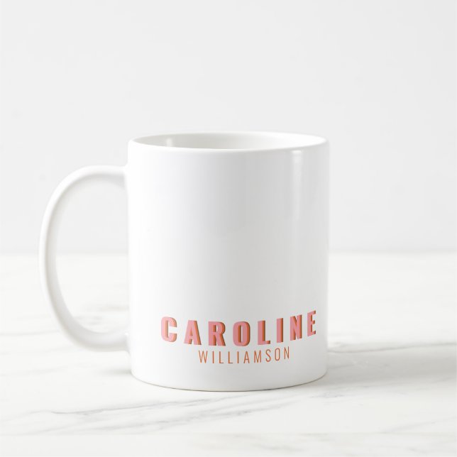 Kreativet rosa och Orange Retro Typography Modern Kaffemugg (Vänster)