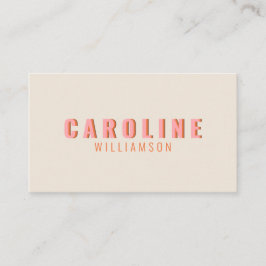 Kreativet rosa och Orange Retro Typography Modern Visitkort
