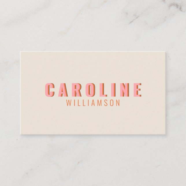 Kreativet rosa och Orange Retro Typography Modern Visitkort (Framsida)