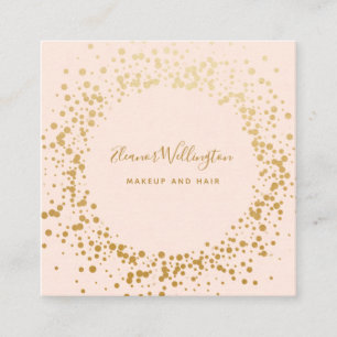 Kreativet Rosa Ombre Guld Confetti Dots Fyrkantigt Visitkort