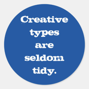Kreativet Types är sällan tidy-sticker (blå) Runt Klistermärke