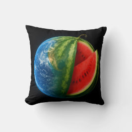 Kreativet Watermelon Planet Flyter i Space. Kudde