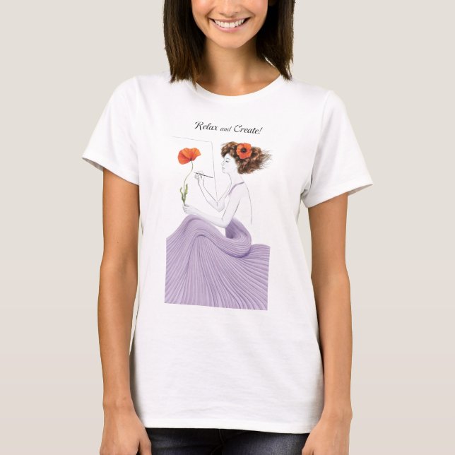 Kreativets Blommar: Låt hennes fantasi blomma T Shirt (Framsida)