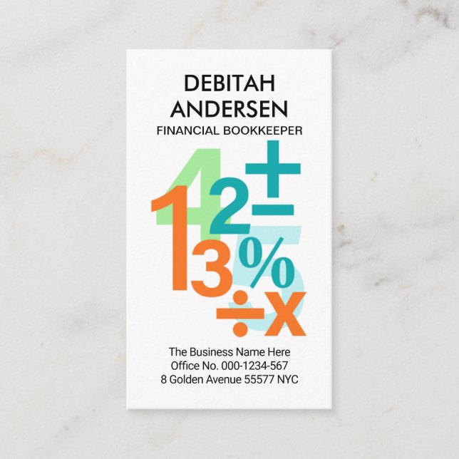 Kreativets färgstarka ekonominummer visitkort (Framsida)