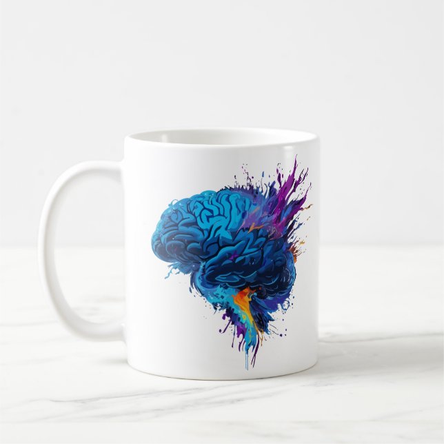 Kreativets färgstarka Stänk-hjärndesign Kaffemugg (Vänster)