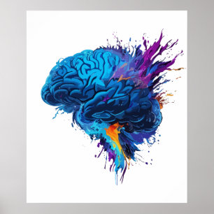 Kreativets färgstarka Stänk-hjärndesign Poster
