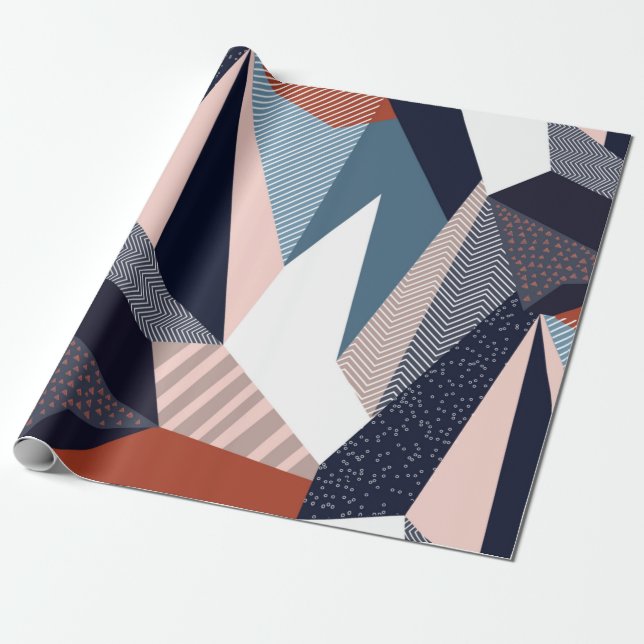 Kreativets geometriska mönster med olika former a presentpapper (Utrullad)