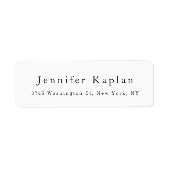 Kreativets klassiska vita minimalistiska Professio Returadress Etikett (Framsidan)