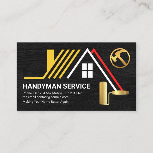 Kreativets tak på Black Wood Handyman Builder Visitkort (Framsida)