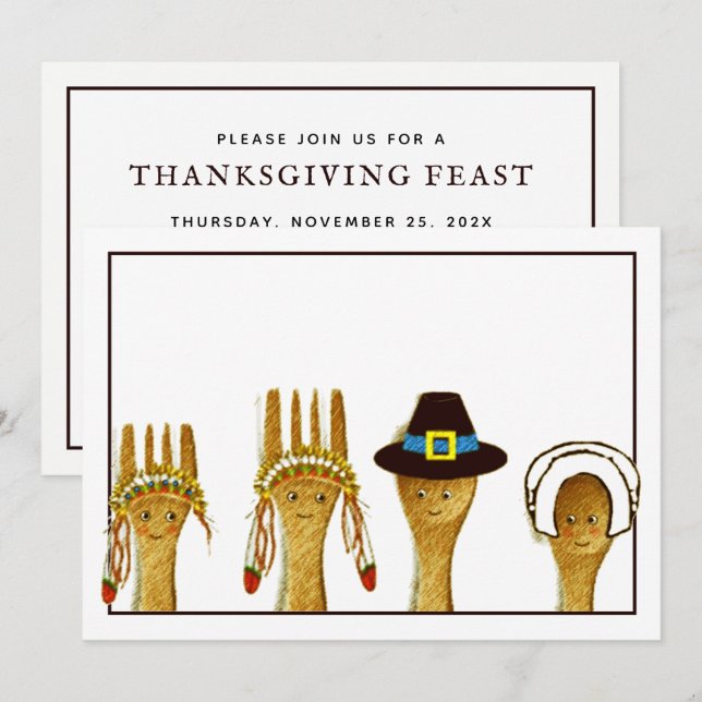 Kreativets Thanksgiving Inbjudningar (Fram/baksida)