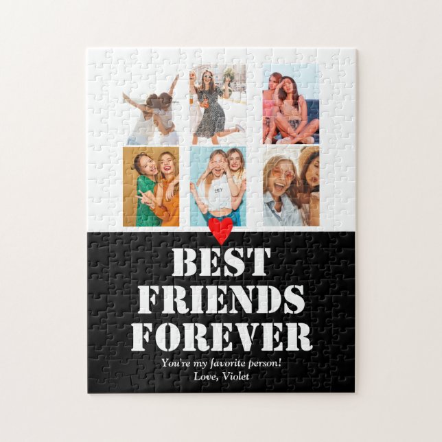 Kreativets unika BFF-fotokollage Gift Best Friend Pussel (Vertikal)