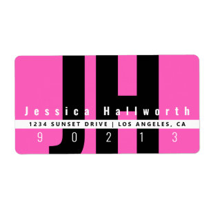 Kreativets unika moderna   Rosa Black White Adress Fraktsedel