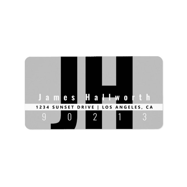 Kreativets unika moderna | Svartvit Grått Adress Adressetikett (Framsidan)