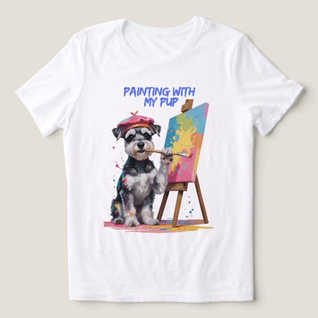 Kreativets Valp - Konstnärliga ministern Schnauzer T Shirt (Design Framsida)