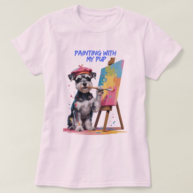 Kreativets Valp - Konstnärliga ministern Schnauzer T Shirt (Design framsida)