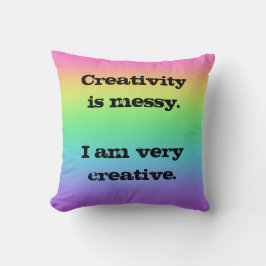 Kreativitet är Messy. Roligt Rainbow Dekorativ kud Kudde