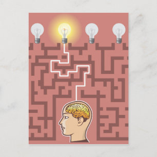 Kreativitet Brainstorming Passage genom Labyrint Vykort