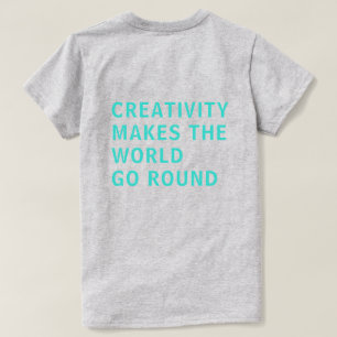 Kreativitet Offert Blue Typography Back Print Gråt T Shirt