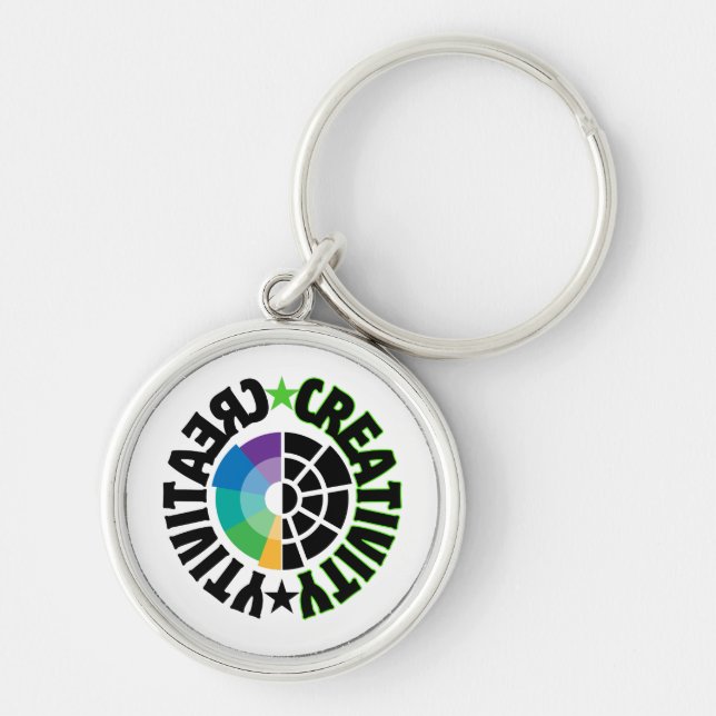 Kreativitet.w. Rund Silverfärgad Nyckelring (Framsidan)