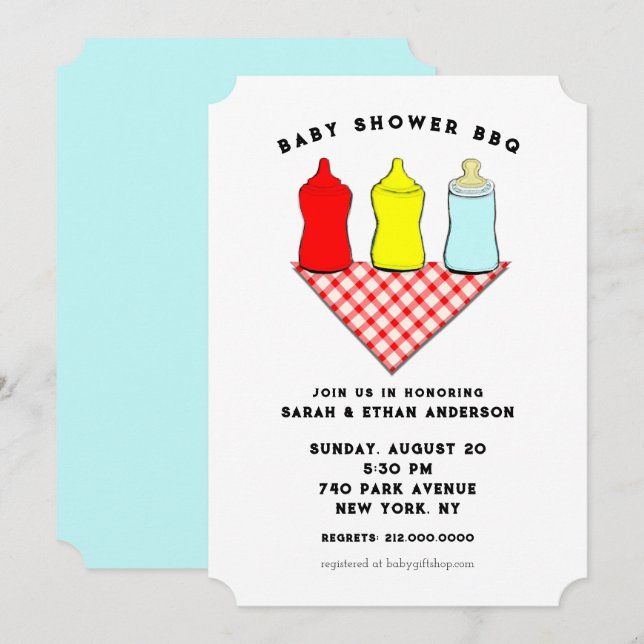 Kreativt baby shower BBQ Inbjudningar (Fram/baksida)