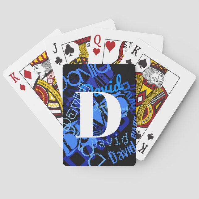 Kreativt Blått Monogram Casinokort (Baksidan)