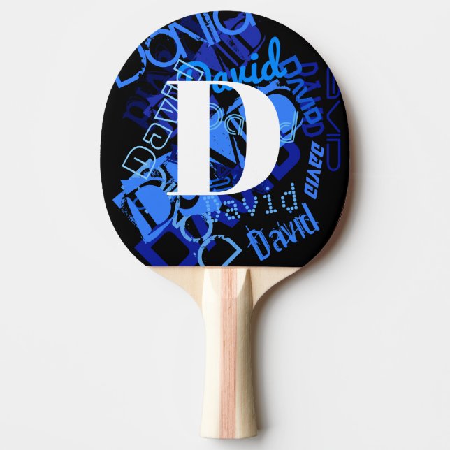 Kreativt Blått Monogram Pingisracket (Framsidan)
