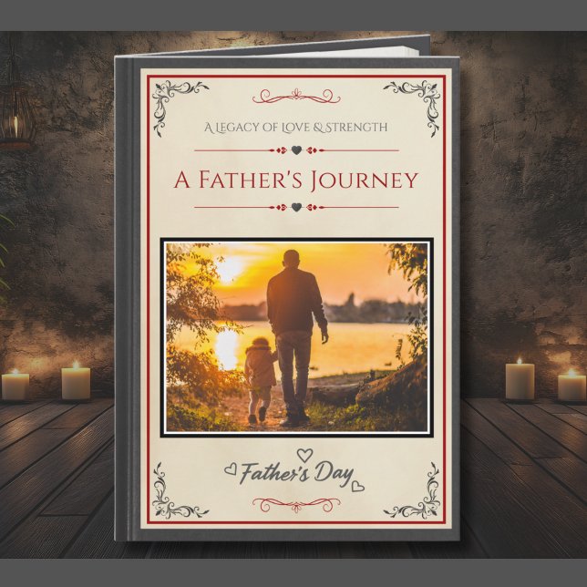Kreativt fotostorybook för pappa fars dag kort (Custom Storybook Father's Day Card for Husband. Elegant Dark Academia aesthetic with personal photo)