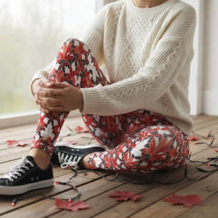 Kreativt kanadensiskt lönnlövsmönster ID1072 Leggings