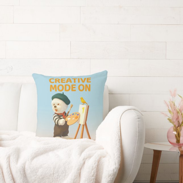 Kreativt läge På: Målare Bichon Hund Konstnär Kons Kudde (Soffa)