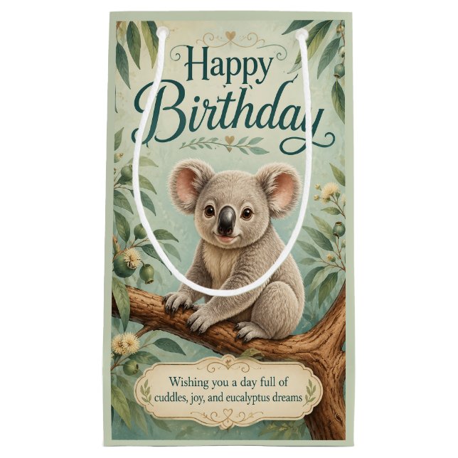 Kreativt Titel Behaglig Koala Eukalyptus Födelseda (Framsidan)