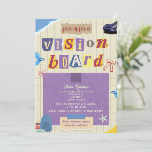 Kreativt Vision Board-flicknattsfirande med Scrapb Inbjudningar