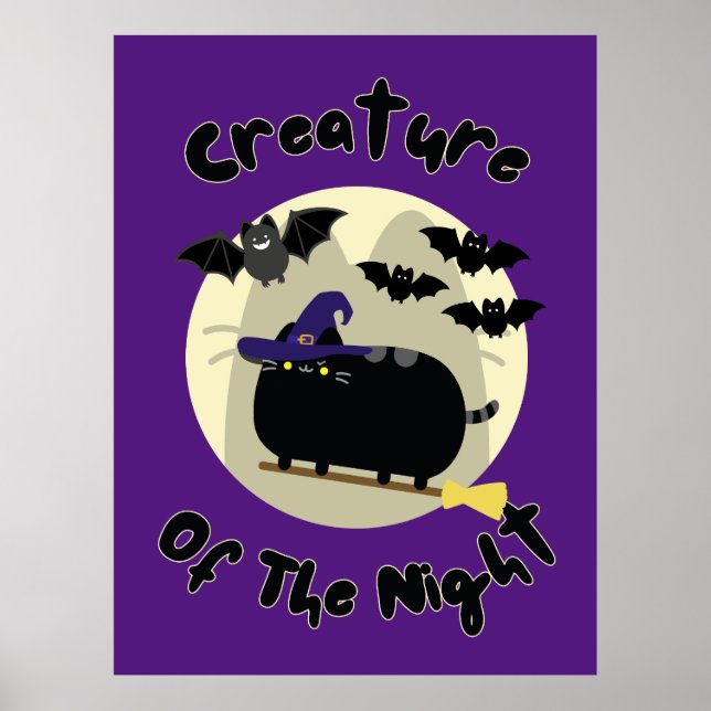 Kreator of the Night Halloween Witch Cat Artwork Poster (Framsidan)