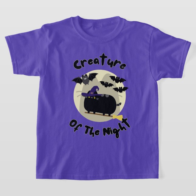 Kreator of the Night Halloween Witch Cat Artwork T Shirt (Laydown)