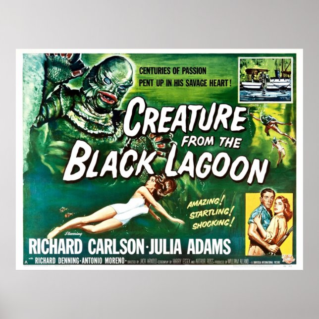 KREATUR FRÅN BLACK LAGOON Hollywood Horror Fi Poster (Framsidan)