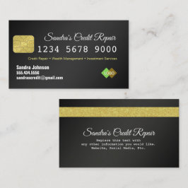 Kredit Card Black och Guld Glitter Affärskort Visitkort