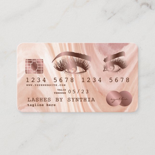 Kredit Card Modern Dusty Rosa Marble Makeup Artist Visitkort (Framsida)