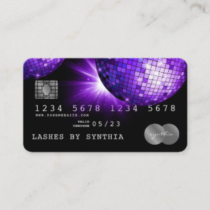 Kredit Card Stil Lila Violet Disco Boll 70-tal Visitkort