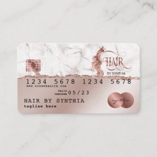 Kredit Card Stil RoseGold Hair Stylist papper Visitkort