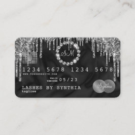 Kredit Card Stil Silver Diamond monogram Visitkort