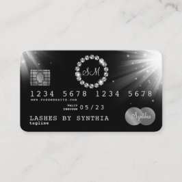 Kredit Card Stil Silver Diamond monogram Visitkort